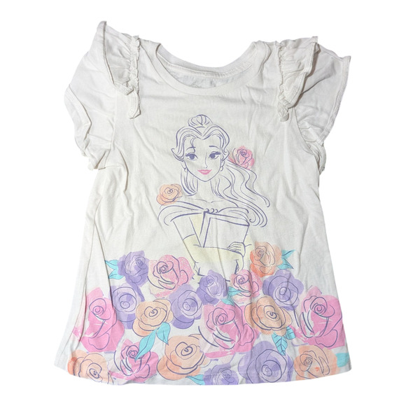 Disney - Princess Belle w/ her Book and Roses-Butterfly Short Sleeve Tee Size 5T - Picture 1 of 5